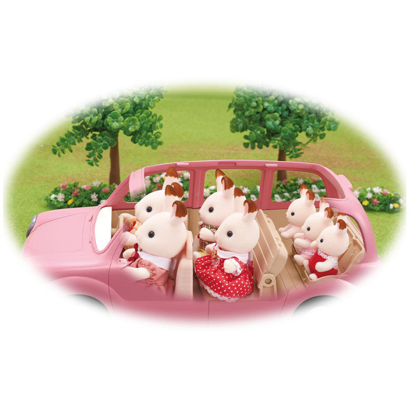 Le monospace rose et set de pique-nique