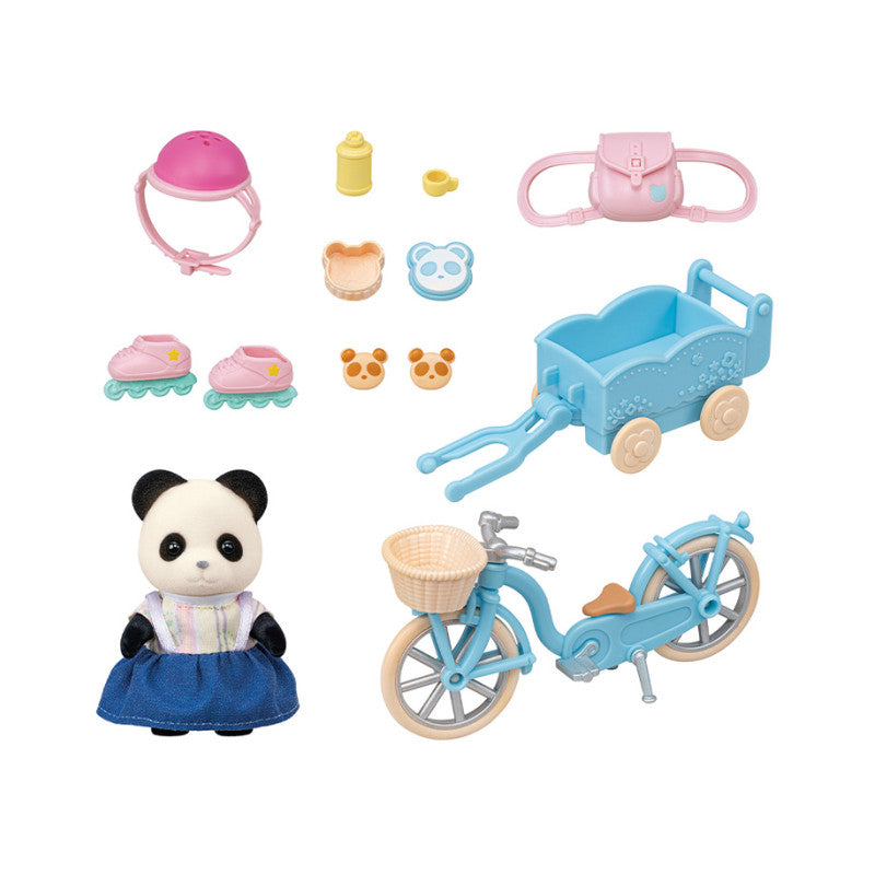 La fille Panda, son vélo et sa remorque