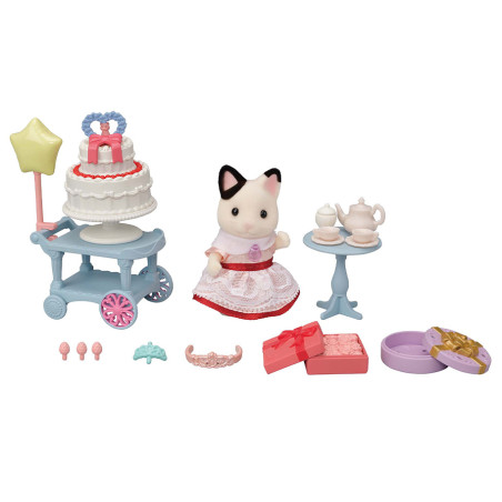 La fille Chat Bicolore et son goûter d’anniversaire de Sylvanian Family