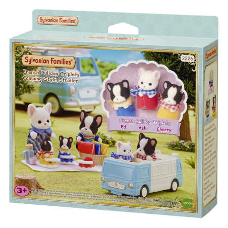 La poussette-van des triplés Bouledogue Français de Sylvanian Family - 1
