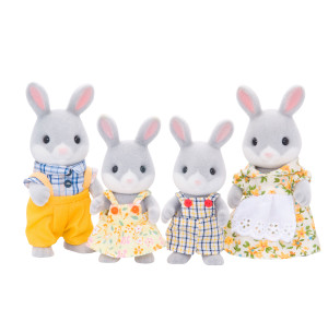La famille Lapin Gris de Sylvanian Family