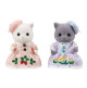 Les jumelles Chat Persan en tenues brodées de Sylvanian Family