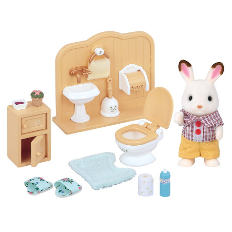 Le fils Lapin Chocolat et les toilettes de Sylvanian Family