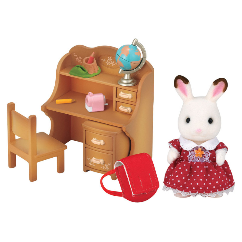La fille Lapin Chocolat et bureau