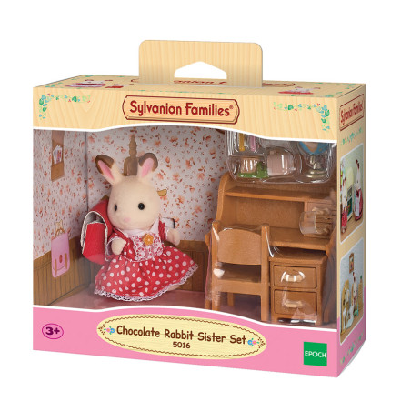 La fille Lapin Chocolat et bureau de Sylvanian Family - 1