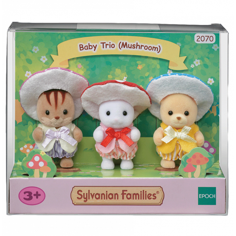 Le trio des bébés en costumes de champignons